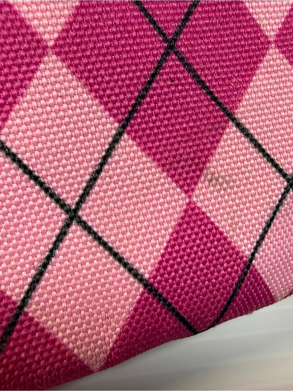 Dickies Pink Argyle Pattern Tote with Black Straps - Picture 7 of 9